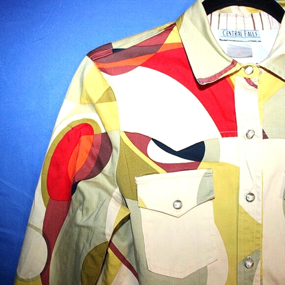 Vintage Central Falls Abstract Print Shirt - Women's Size M - Made in USA - Picture 5 of 10